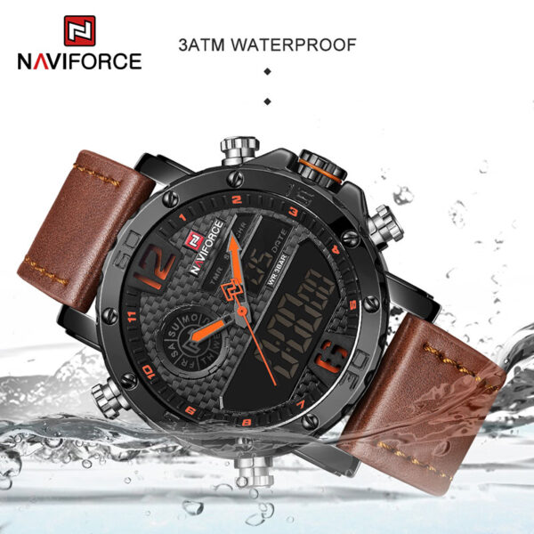 Men Watches To Luxury Brand Men Leather Sports Watches NAVIFORCE Men Quartz LED Digital Clock Waterproof Military Wrist Watch - Image 4