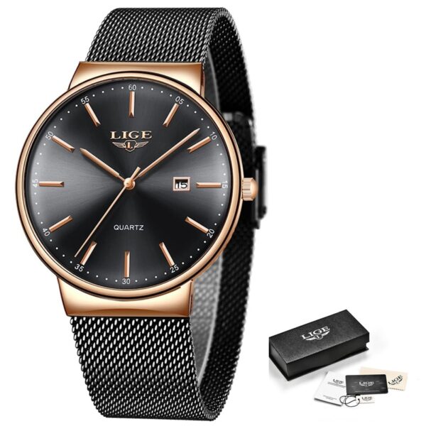 LIGE Mens Watches Fashion Ultra Thin Watch Man Waterproof Date Quartz WristWatch for Men Business Male Clock Relogio Masculino - Image 4