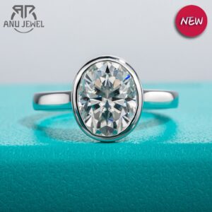 3ct D Color Oval Cut Moissanite Bezel Engagement Wedding Ring 925 Sterling Silver Rings For Women Jewelry Wholesale
