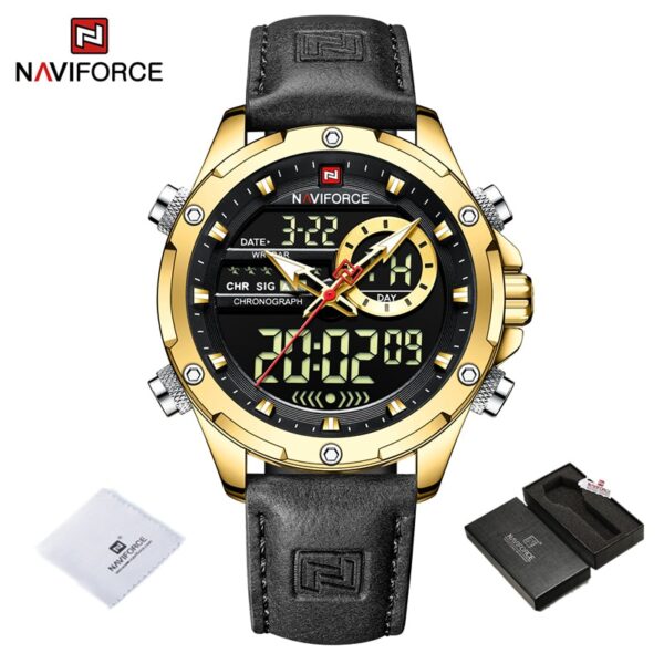 Luxury Brand Original Watches For Men Casual Sports Chronograph Alarm Quartz Wrist Watch Leather Waterproof Clock 9163 - Image 8