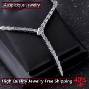 Sterling Silver Color Thin Snake Necklace Temperament Personality Snake-shaped Necklace Women Clavicle Chain Luxury Jewelry Gift