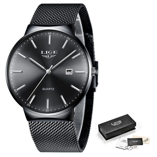 LIGE Mens Watches Fashion Ultra Thin Watch Man Waterproof Date Quartz WristWatch for Men Business Male Clock Relogio Masculino - Image 3