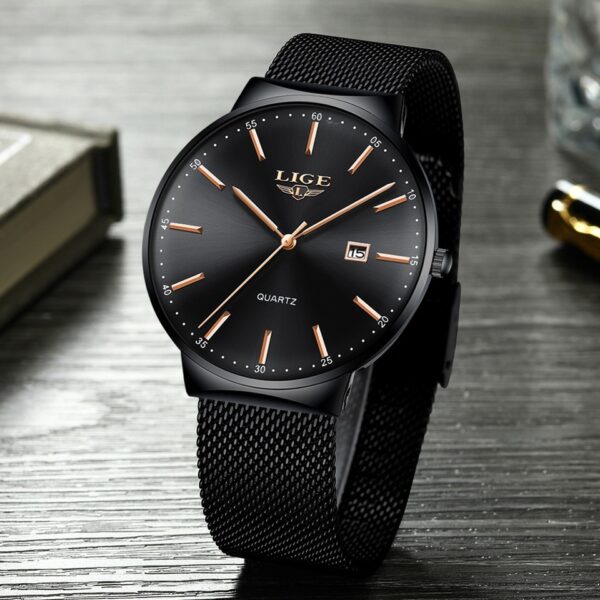 LIGE Mens Watches Fashion Ultra Thin Watch Man Waterproof Date Quartz WristWatch for Men Business Male Clock Relogio Masculino - Image 2