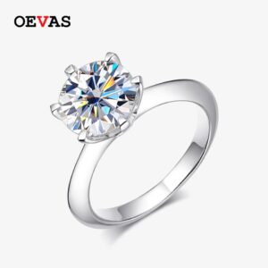 Real 3 Carats D Color Moissanite Wedding Rings For Women 100% 925 Sterling Silver Sparkling Engagement Party Fine Jewelry