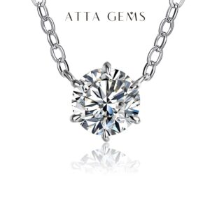 Silver Necklace Pendant Round Cut 1.0ct D Color White Moissanite Pass Diamond Test for Women Elegant Necklace