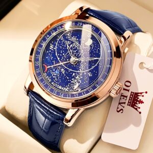 OLEVS Men Mechanical Watch 43.5mm Dial Rotating Watch Second Hand Luminous Star Men’s Watch Hombres Mecánico Superficie 9923