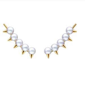 Refined Rebellion Horn Pearl Stud Earring For Women Luxury Quality Jewelry Korean Style INS Danger Tribe
