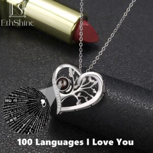 925 Sterling Silver Necklace Personalized Projection Picture  Custom Photo Heart-Shaped Pendant for Women Jewelry Gifts