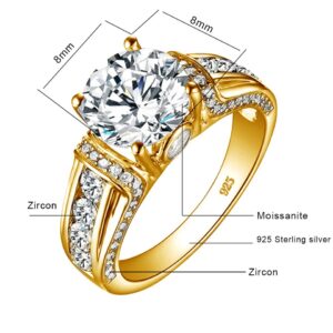 Real 2 Carats Moissanite Rings For Women Solid 925 Sterling Silver Wedding Band Luxury Female Jewelry Accessories Christmas Gift