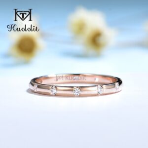 585 14K 10K Rose Gold Moissanite Ring for Women Solitaire Ring Matching Full Eternity Wedding Band for Engagement Rings