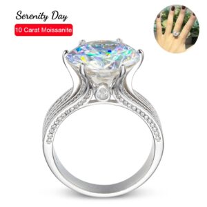 D Color 10 Carat Moissanite Ring S925 Sterling Silver Plate Pt950 Band Fine Jewelry For Women Wedding Ring Wholesale