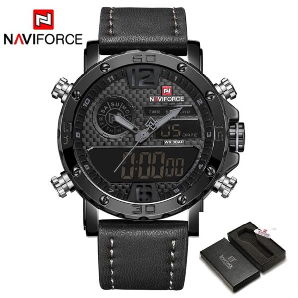 Men Watches To Luxury Brand Men Leather Sports Watches NAVIFORCE Men Quartz LED Digital Clock Waterproof Military Wrist Watch - Image 14