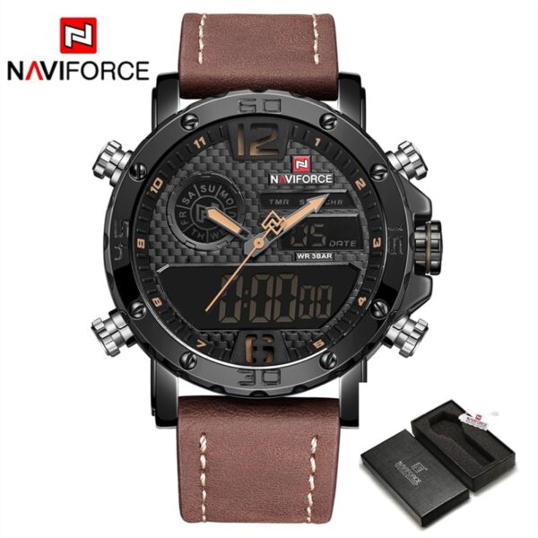 Men Watches To Luxury Brand Men Leather Sports Watches NAVIFORCE Men Quartz LED Digital Clock Waterproof Military Wrist Watch - Image 8