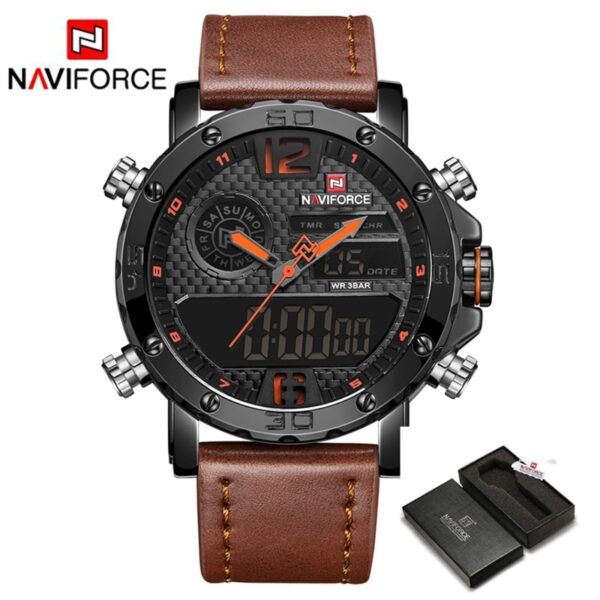 Men Watches To Luxury Brand Men Leather Sports Watches NAVIFORCE Men Quartz LED Digital Clock Waterproof Military Wrist Watch - Image 6