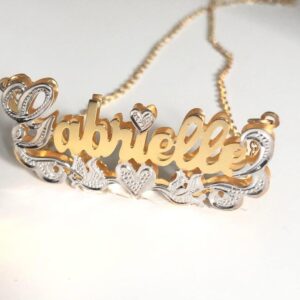 Personalized Double Name Necklace 18K Gold Plated Custom Two-Tone Double Layer Letter Pendant Jewelry Gift For Women Girl