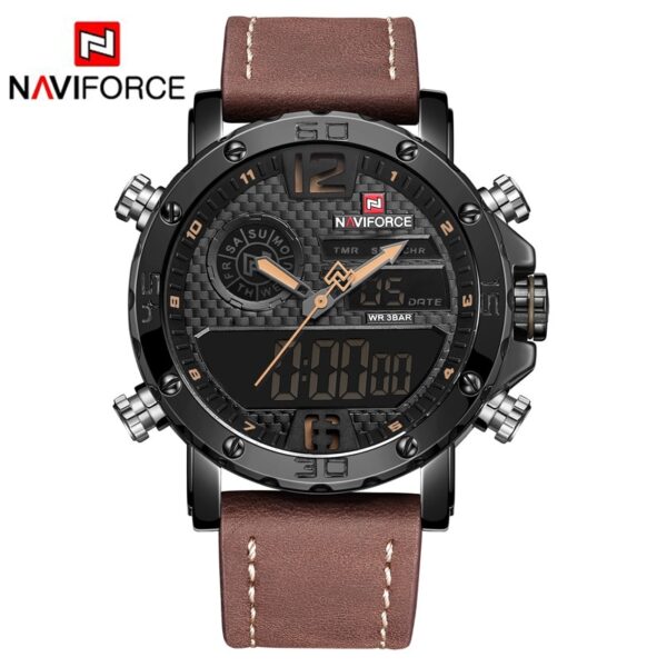 Men Watches To Luxury Brand Men Leather Sports Watches NAVIFORCE Men Quartz LED Digital Clock Waterproof Military Wrist Watch - Image 15