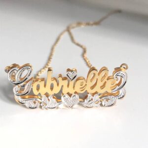 Personalized Double Name Necklace 18K Gold Plated Custom Two-Tone Double Layer Letter Pendant Jewelry Gift For Women Girl