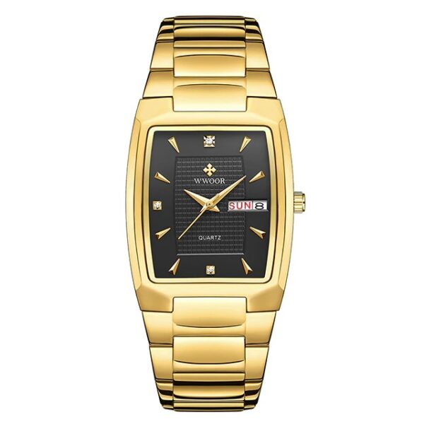 New Square Watch Men with Automatic Week Date Luxury Stainless Steel Gold Mens Quartz Wrist Watches Relogio Masculino - Image 3