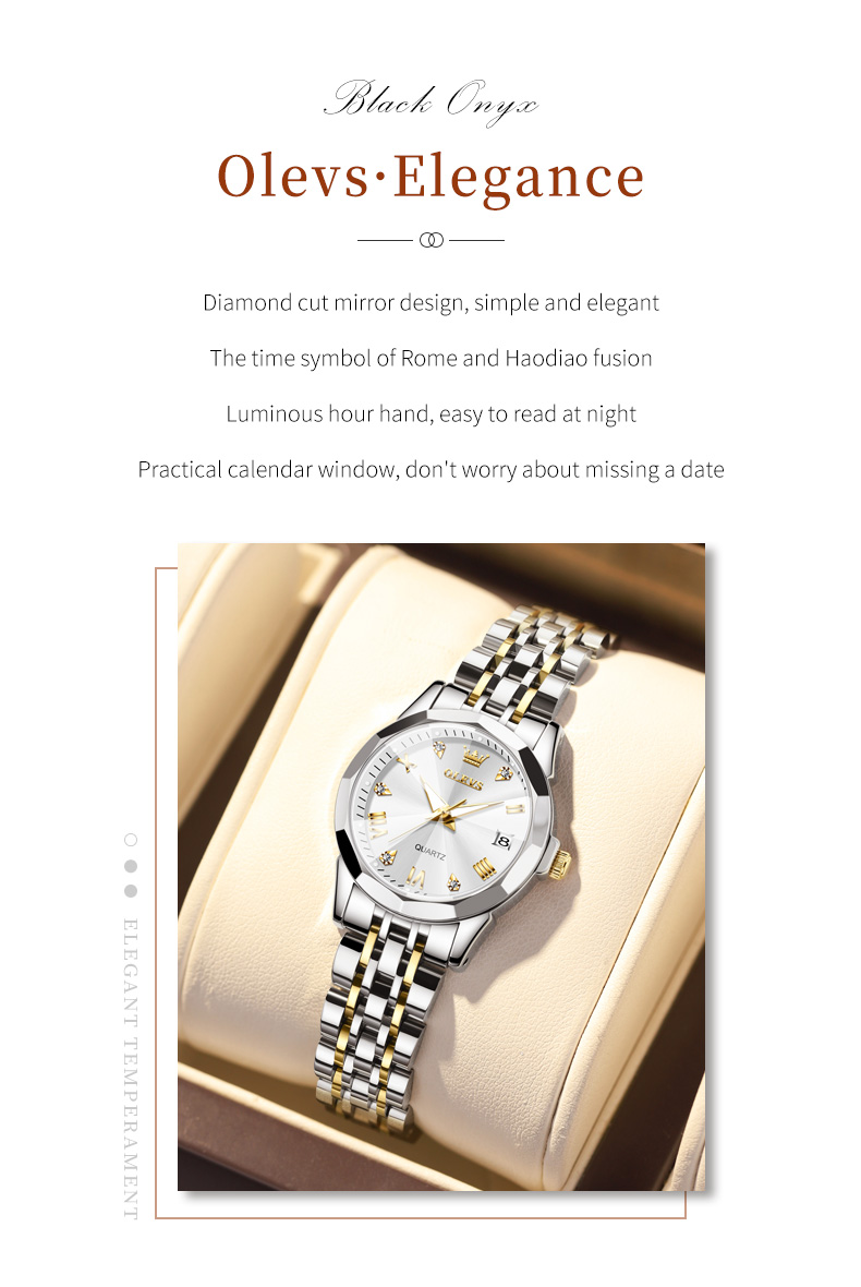 Women's Rhombus Mirror Quartz Watch – Stainless Steel, Luminous – detail 2