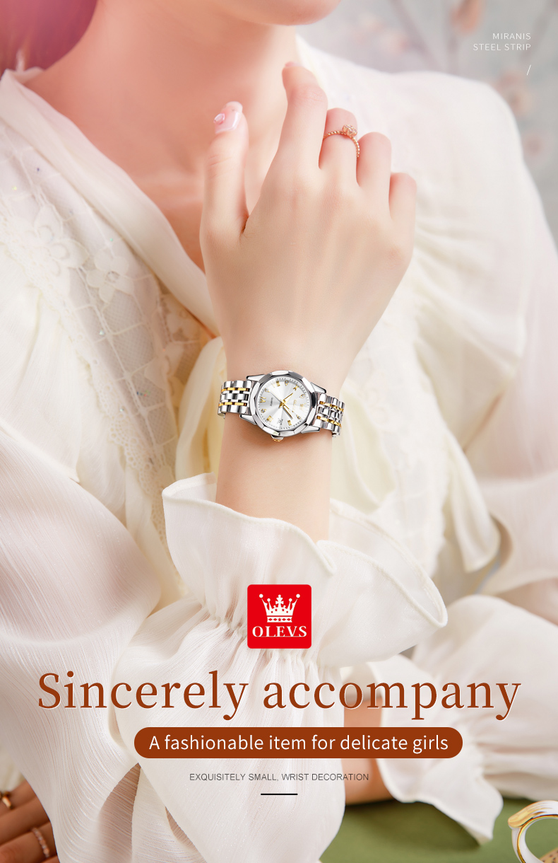Women's Rhombus Mirror Quartz Watch – Stainless Steel, Luminous – detail 1