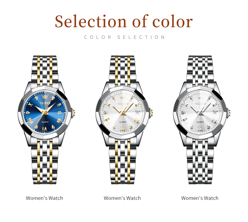 Women's Rhombus Mirror Quartz Watch – Stainless Steel, Luminous – detail 7