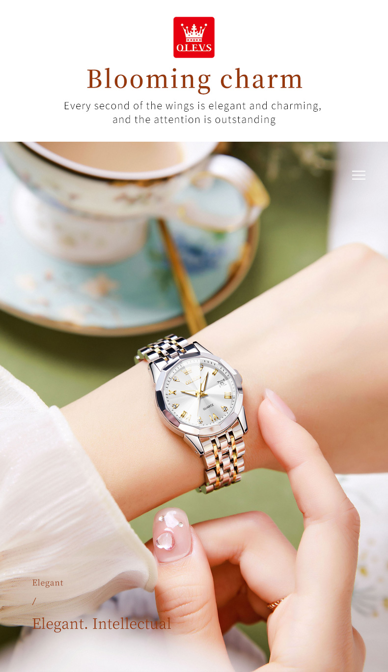 Women's Rhombus Mirror Quartz Watch – Stainless Steel, Luminous – detail 3