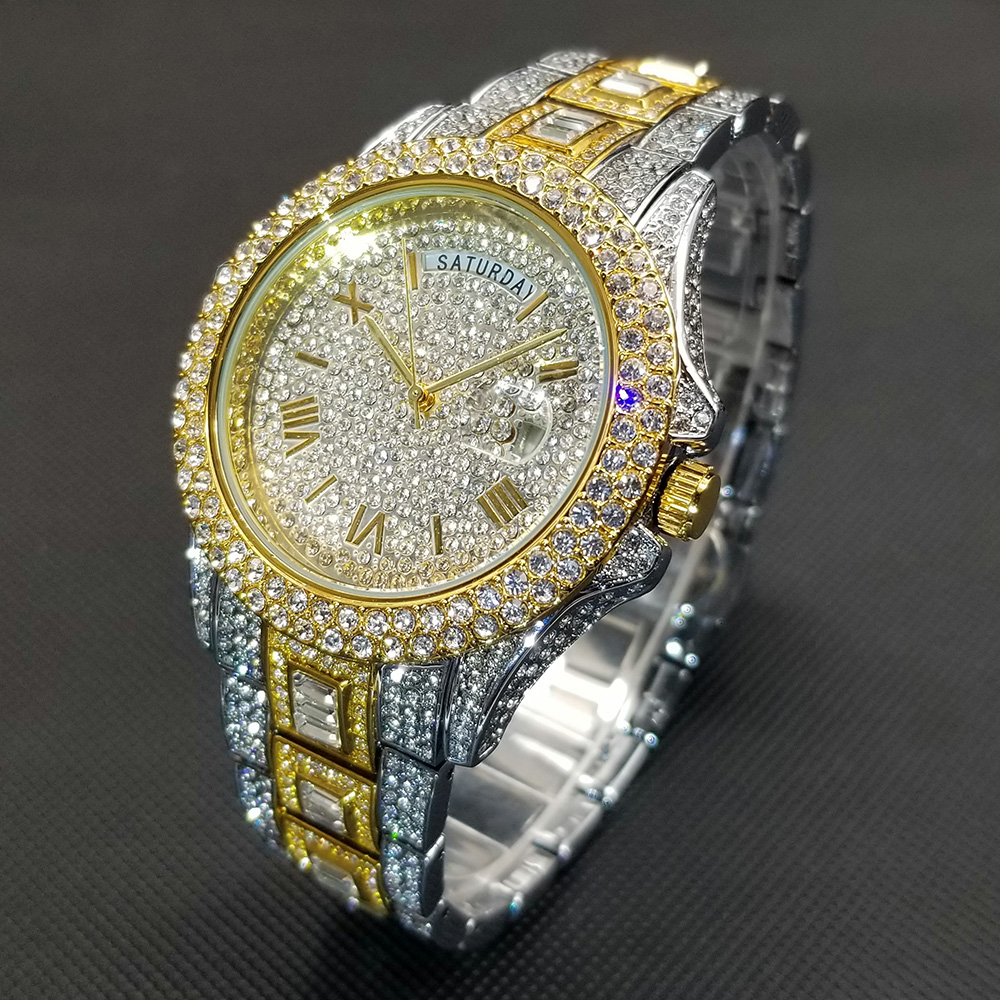 Men's Iced Out Day Date Watch – Hip Hop – detail 11