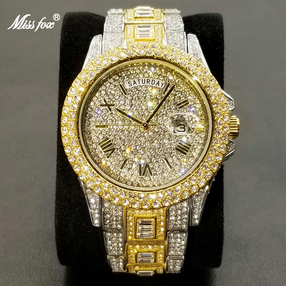 Men's Iced Out Day Date Watch – Hip Hop – detail 10