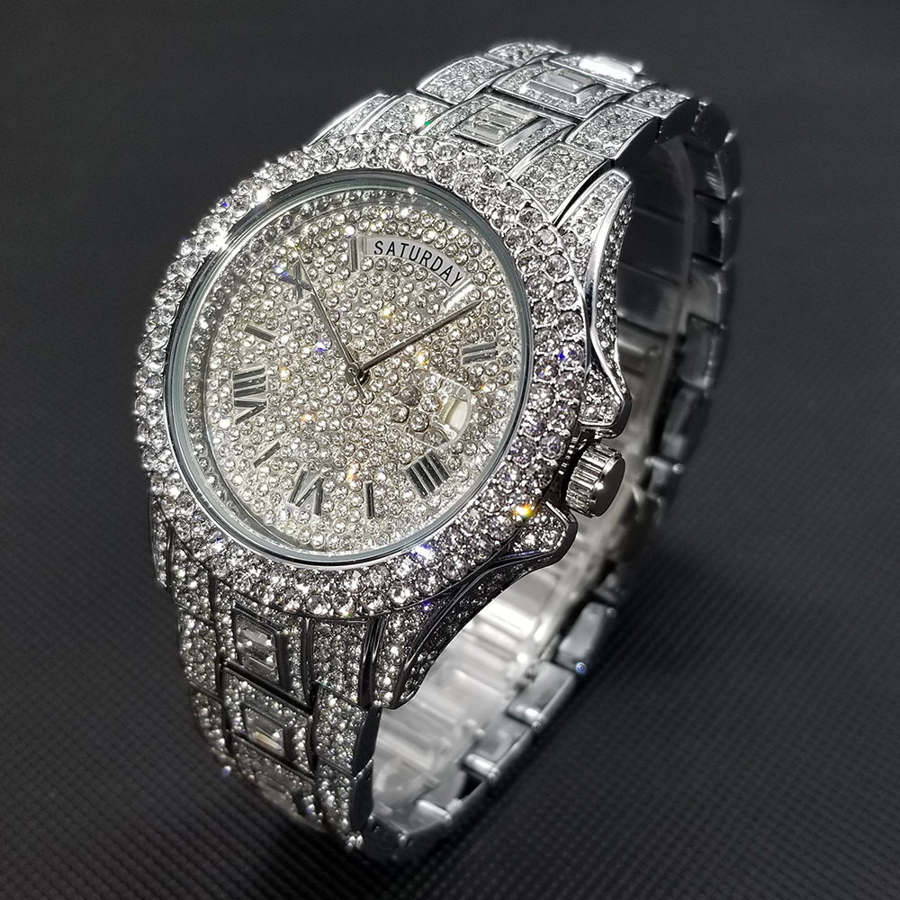 Men's Iced Out Day Date Watch – Hip Hop – detail 7