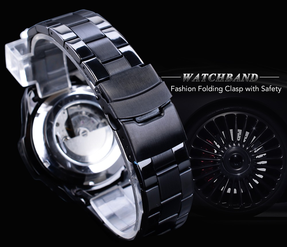 Forsining Three-Dial Calendar Automatic Watch – Steel – detail 9