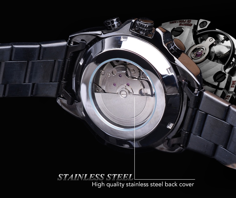 Forsining Three-Dial Calendar Automatic Watch – Steel – detail 8