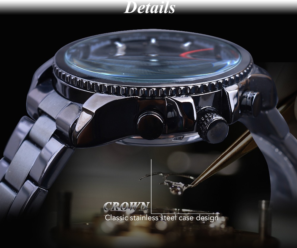 Forsining Three-Dial Calendar Automatic Watch – Steel – detail 6