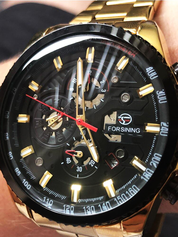 Forsining Three-Dial Calendar Automatic Watch – Steel – detail 15