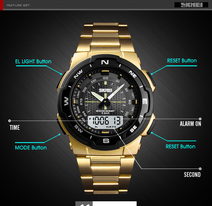 Men's Stopwatch Sports Watch – Steel Strap – detail 9
