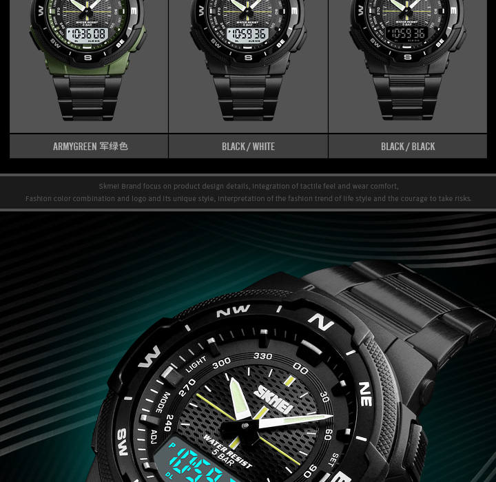 Men's Stopwatch Sports Watch – Steel Strap – detail 6