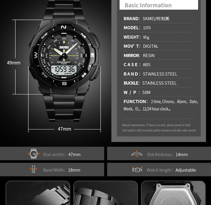 Men's Stopwatch Sports Watch – Steel Strap – detail 13