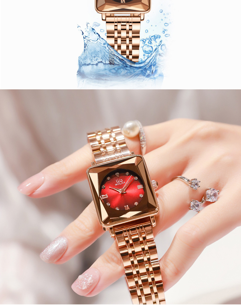 Women's Square Gold Watch – Stainless Steel, Brown Dial – detail 10