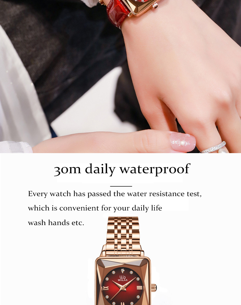 Women's Square Gold Watch – Stainless Steel, Brown Dial – detail 9