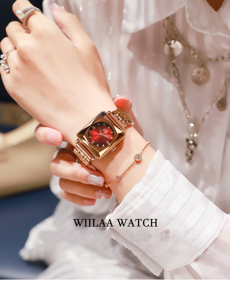 Women's Square Gold Watch – Stainless Steel, Brown Dial – detail 1