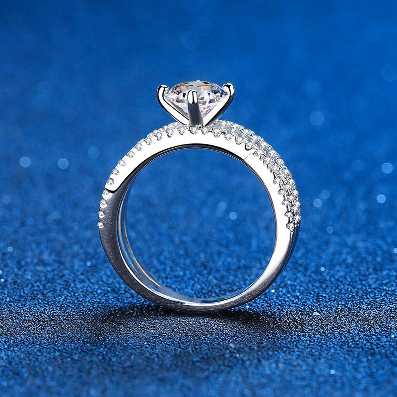 Twisted Vine Moissanite Ring 1 ct – 14K White Gold Plated Silver – detail 6