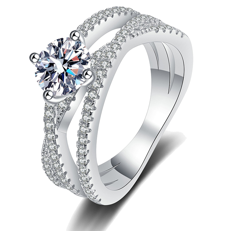 Twisted Vine Moissanite Ring 1 ct – 14K White Gold Plated Silver – detail 4