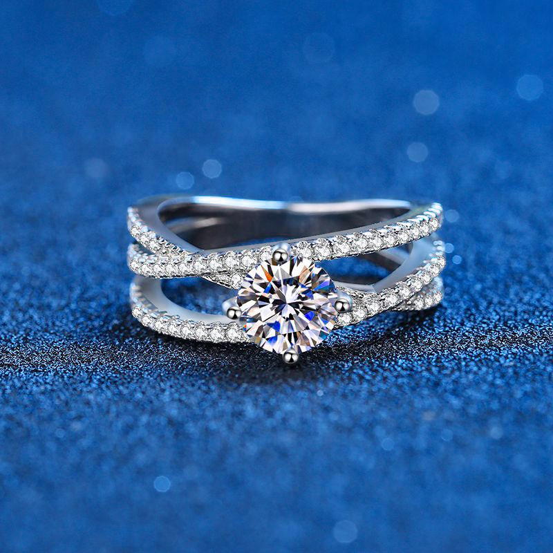 Twisted Vine Moissanite Ring 1 ct – 14K White Gold Plated Silver – detail 5