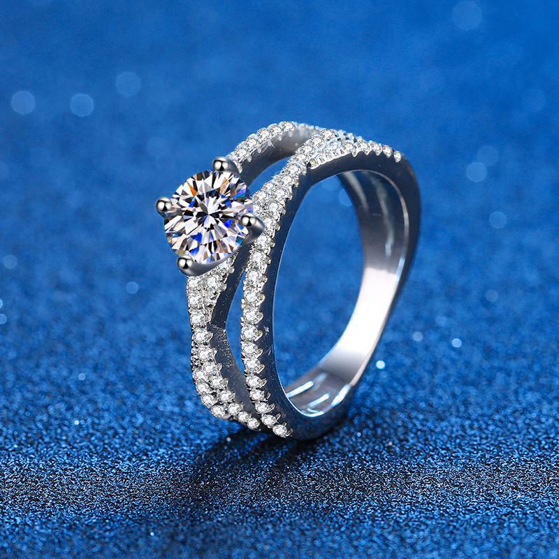 Twisted Vine Moissanite Ring 1 ct – 14K White Gold Plated Silver – detail 7