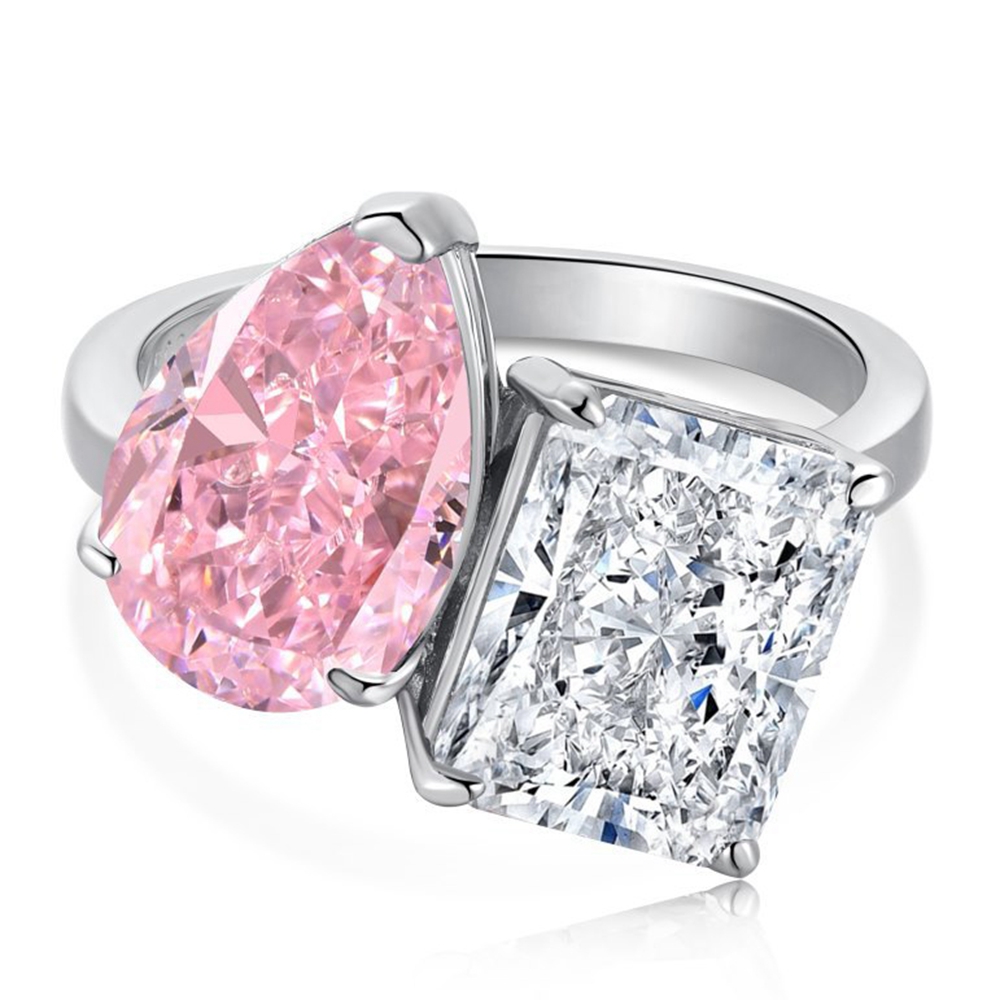 Crushed Ice Cut 8 × 12 mm Gemstone Ring – 925 Silver – detail 1