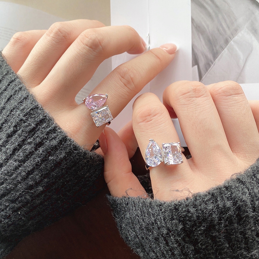 Crushed Ice Cut 8 × 12 mm Gemstone Ring – 925 Silver – detail 12