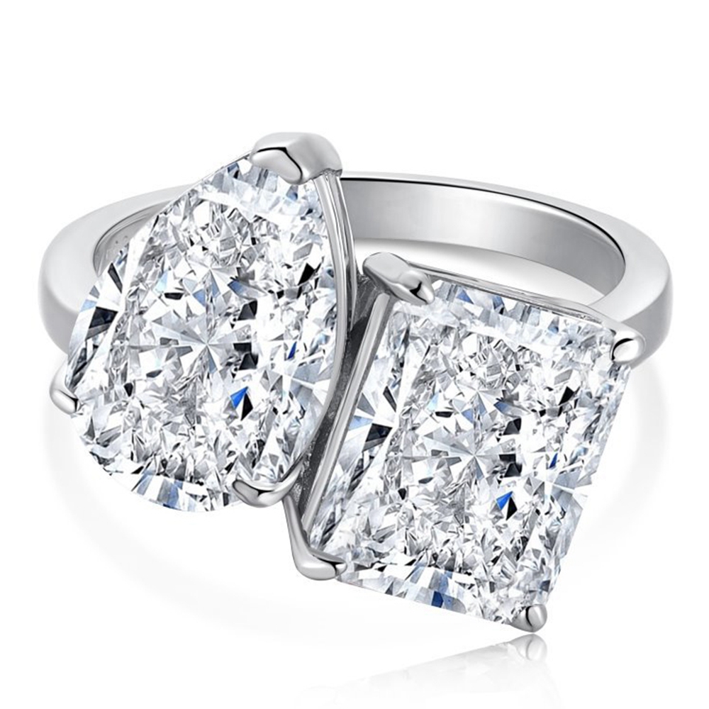 Crushed Ice Cut 8 × 12 mm Gemstone Ring – 925 Silver – detail 2