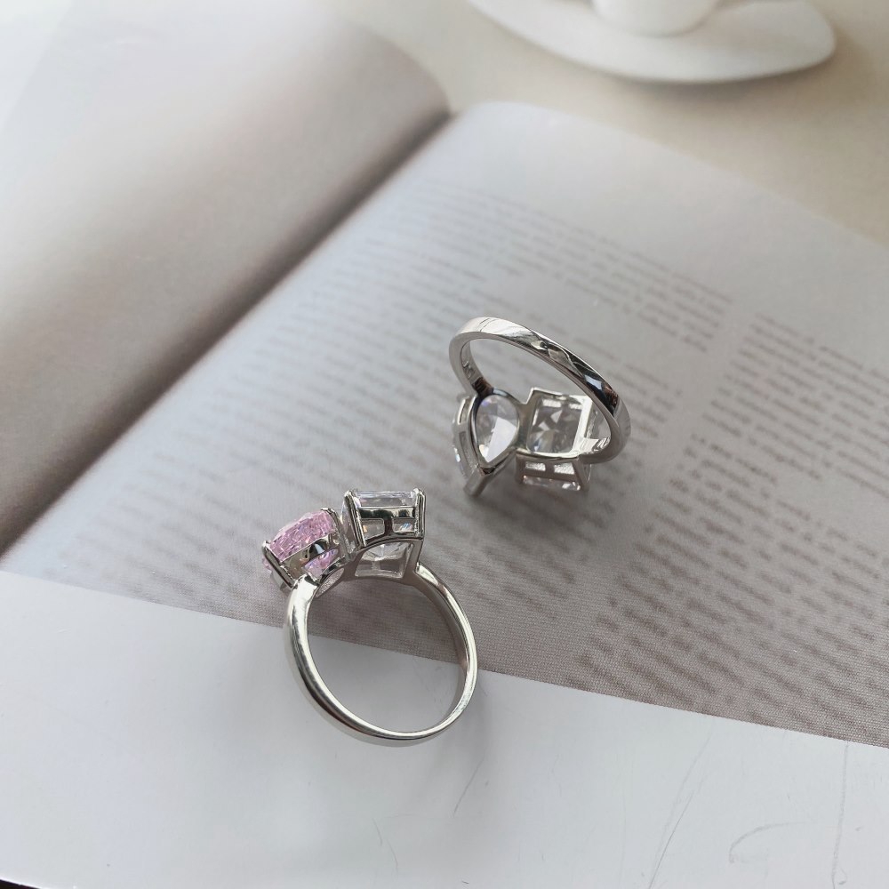 Crushed Ice Cut 8 × 12 mm Gemstone Ring – 925 Silver – detail 5