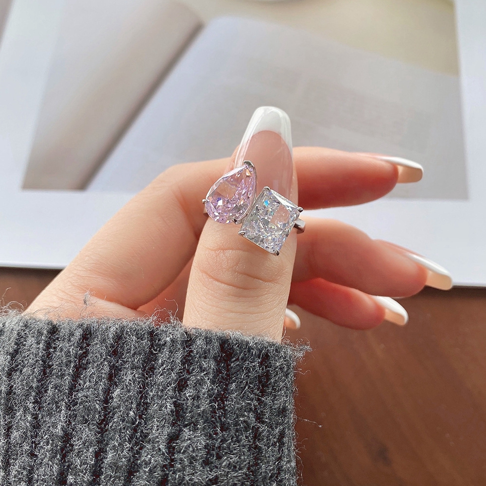 Crushed Ice Cut 8 × 12 mm Gemstone Ring – 925 Silver – detail 10