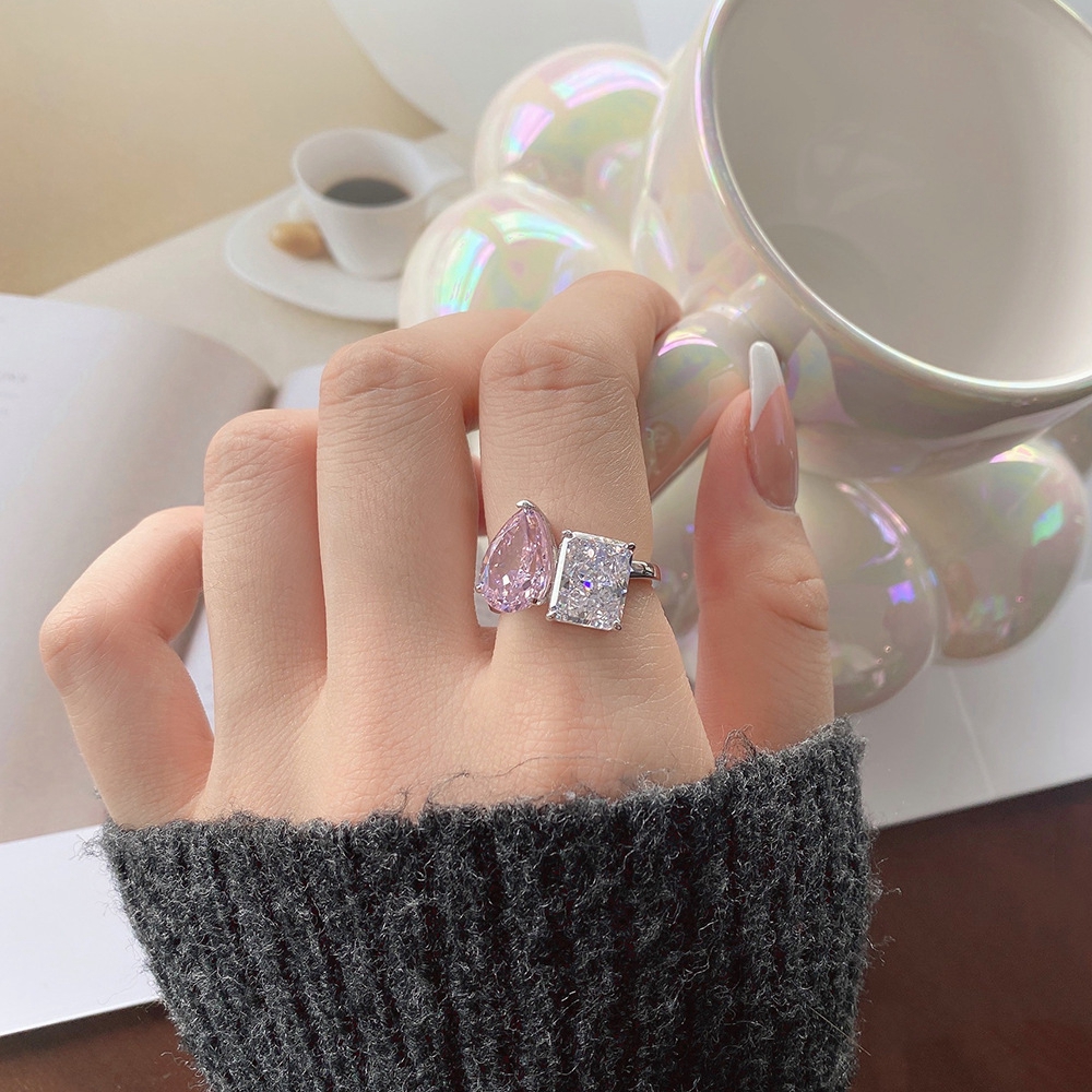 Crushed Ice Cut 8 × 12 mm Gemstone Ring – 925 Silver – detail 11
