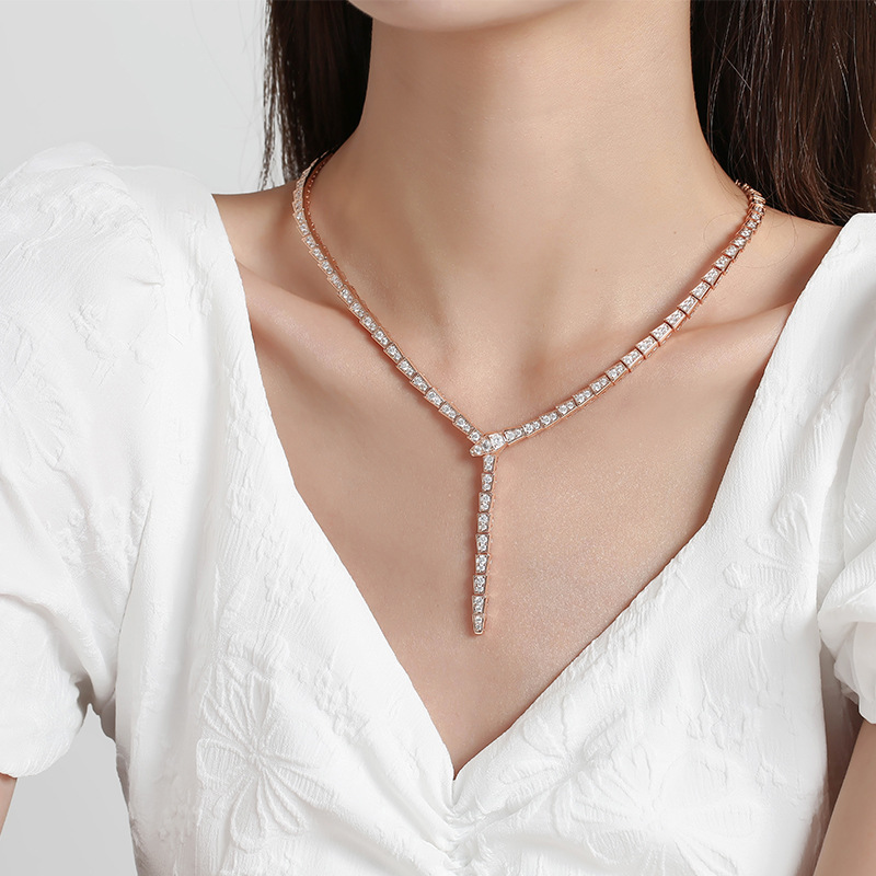 Thin Snake Necklace – Clavicle Chain, 46 cm – detail 6